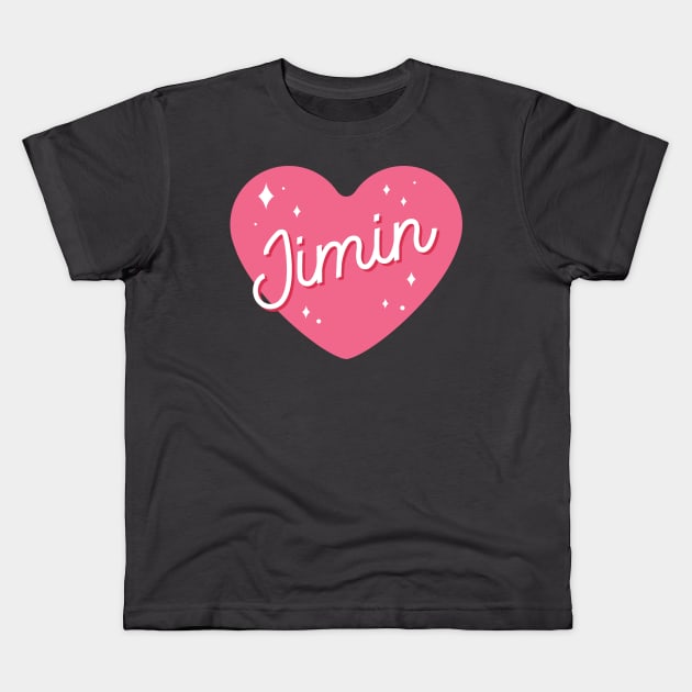 BTS Park Jimin cute heart typography Kids T-Shirt by Oricca